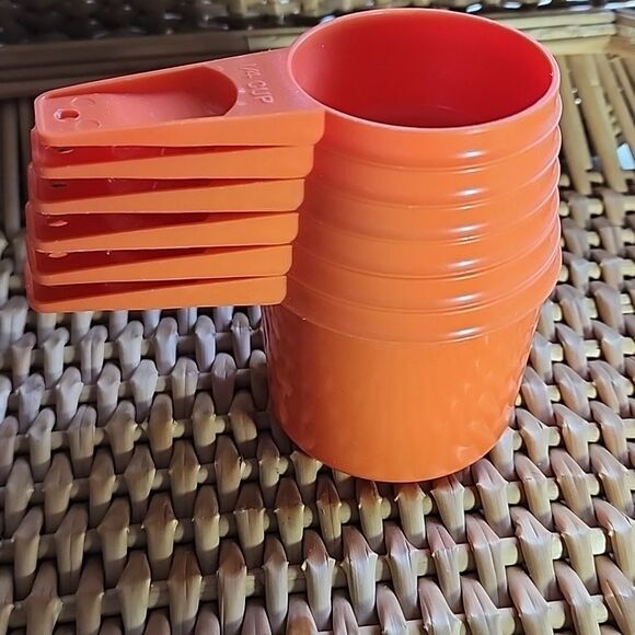 Vintage Orange Tupperware Nesting Measuring Cups - Picture 1 of 5